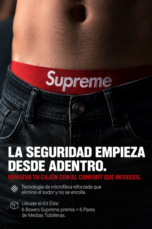 6 Boxers Supreme premis de microfibra + 6 pares de medias negras de regalo.