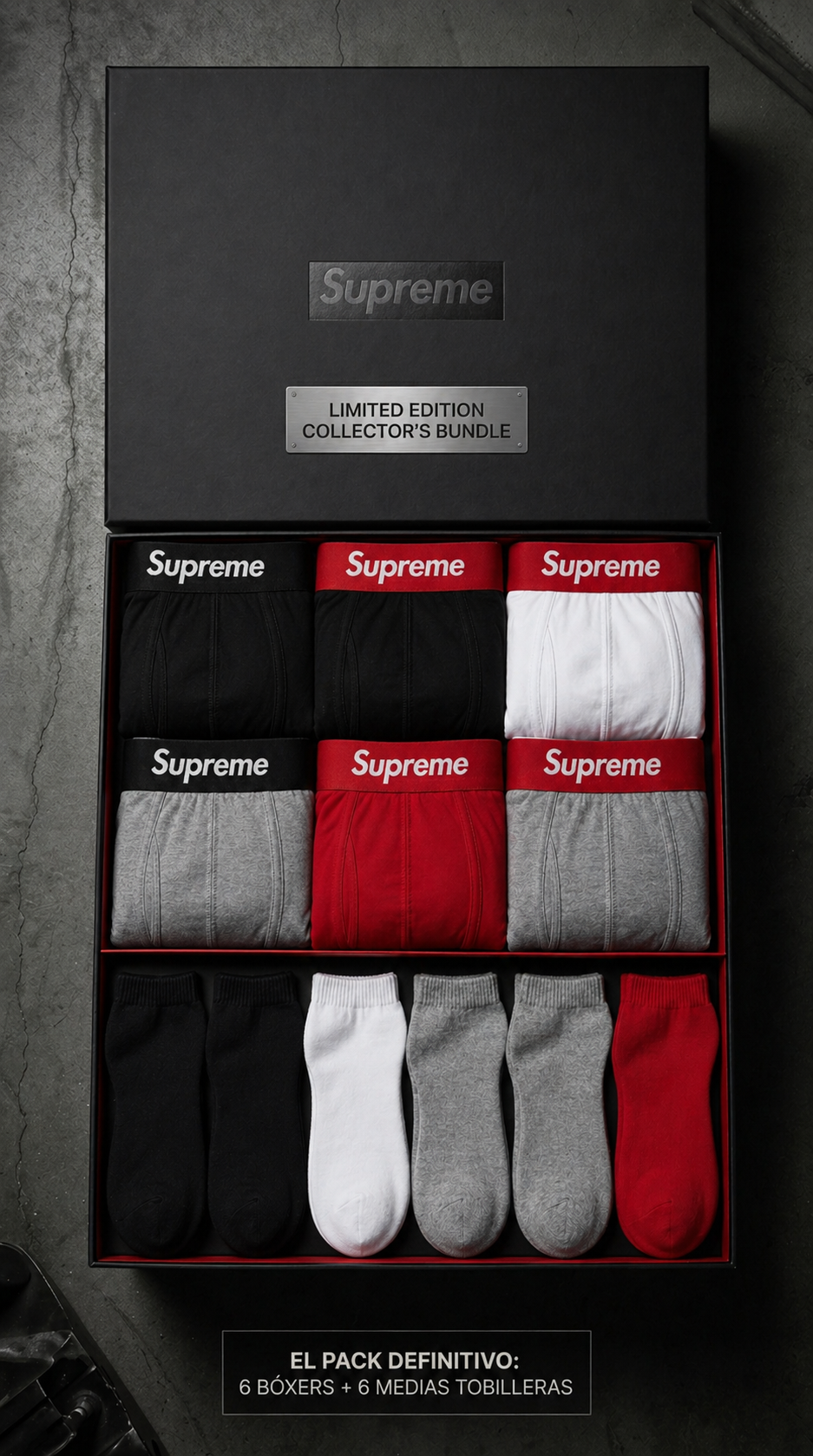 6 Bóxers Supreme Premium + 6 Pares de Medias de Obsequio (Edición Limitada)