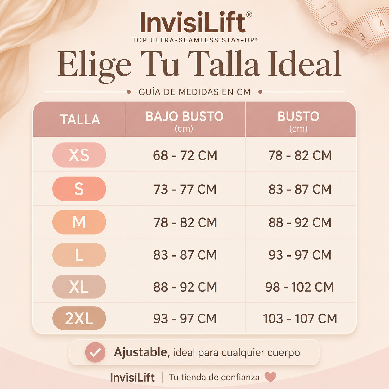 Top Bandeau InvisiLift™: Cero Aros, Soporte Total y Realce Natural