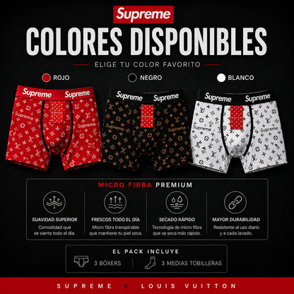Colaboración Exclusiva: Pack de 3 Bóxers Supreme x LV |Edición Limitada